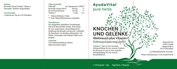 Knochen und Gelenke Weihrauch plus Vitamin C - Pure Herbs - Image 2