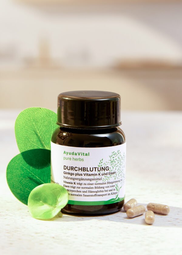 Durchblutung Ginkgo plus Vitamin K* und Eisen* - Pure Herbs - Image 3