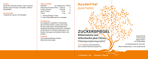 Zuckerspiegel Bittermelone und Artischocke plus Chrom² -  Pure Herbs - Image 2